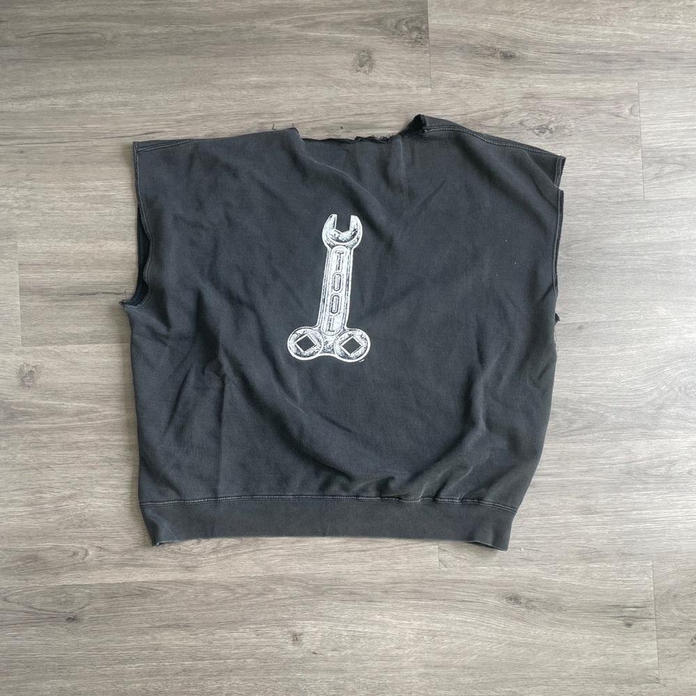 Vintage 1991 Tool Band “Wrench Logo” Cut-off Hoodie (Sz.XL)
